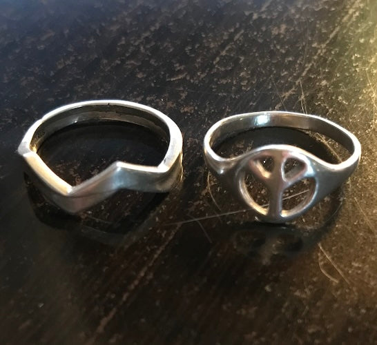 Sterling Silver Peace Sign and Band 