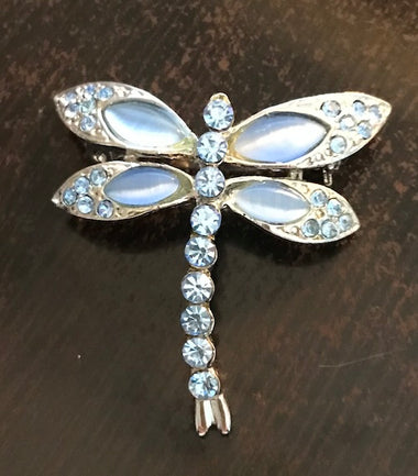 Blue Crystal Dragonfly Lapel Pin Brooch