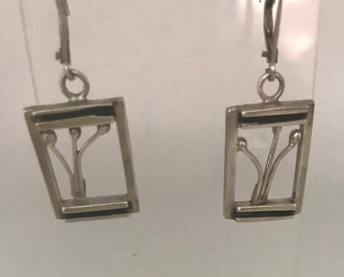 Handmade Sterling Silver Window Flowers Dangle Earrings
