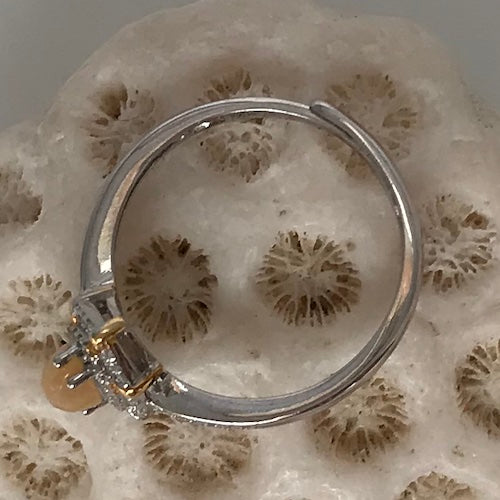 Pear Cut Natural White Opal Ring