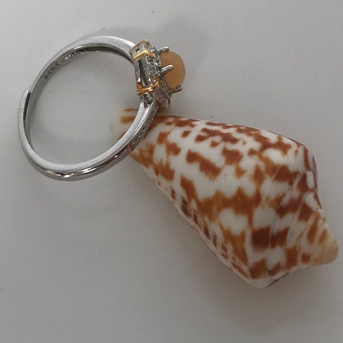 Pear Cut Natural White Opal Ring