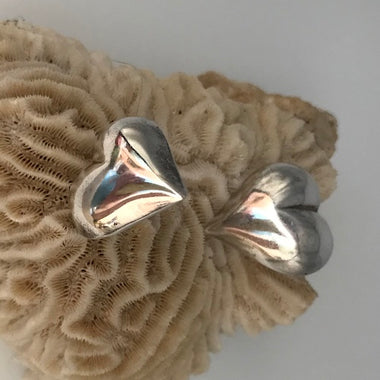 Puffy Heart 925 Sterling Silver Stud Earrings