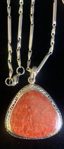 Large Sponge Coral Sterling Silver Pendant Necklace and Earrings Set