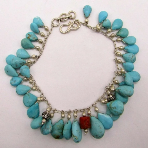 Sterling Turquoise Bracelet and Earring Set