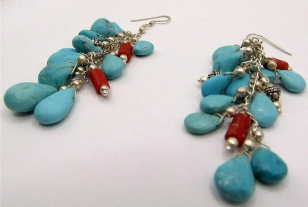Sterling Turquoise Bracelet and Earring Set