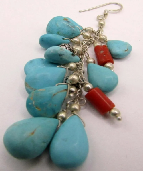 Sterling Turquoise Bracelet and Earring Set