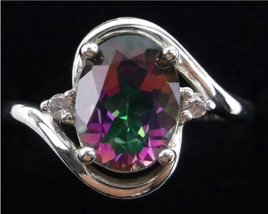 Vintage Sterling Silver Rainbow Topaz Ring