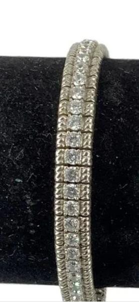 Vintage Sterling Silver Classic Round CZ Designer Bracelet