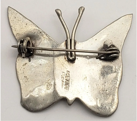 Sterling Silver Abalone Butterfly Pin Brooch