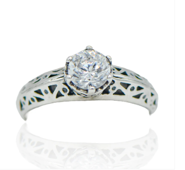 Sterling Silver Solitaire CZ Band Ring Size 9