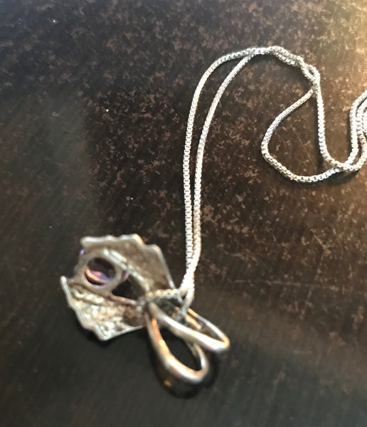 Sterling Silver Oval Amethyst 18" Pendant Necklace