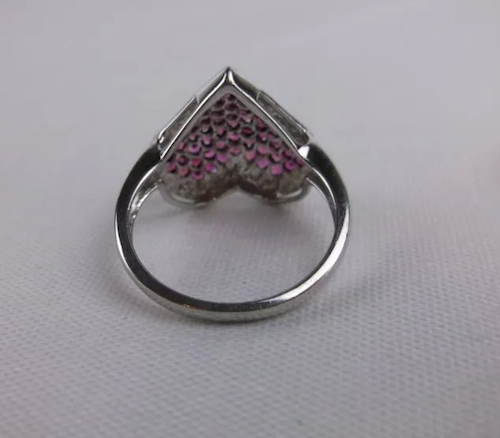 Sterling Silver Cluster Ruby Heart Ring
