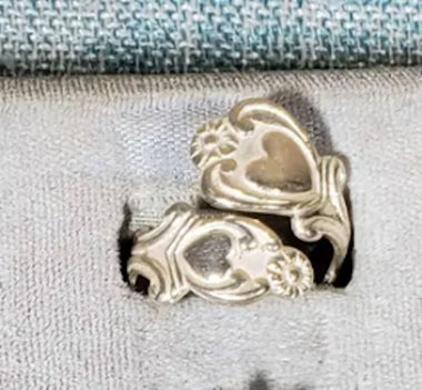 Lovers Hearts Ring Signed Collectible Adjustable Sterling Silver