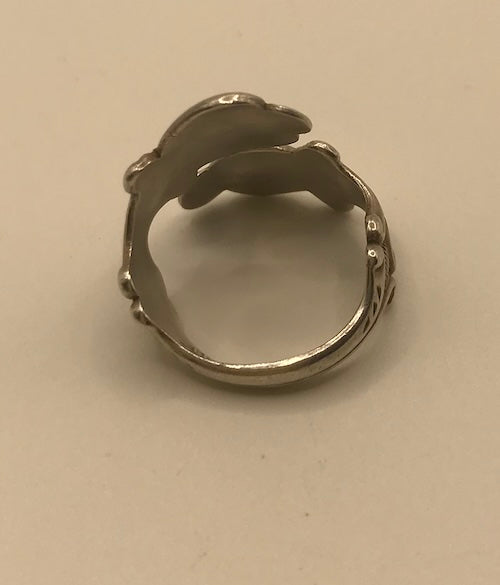 Lovers Hearts Ring Signed Collectible Adjustable Sterling Silver