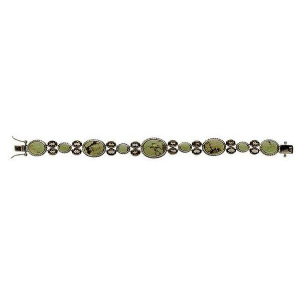 Silver Lemon Chrysoprase & Smoky Quartz Bracelet 8.2"