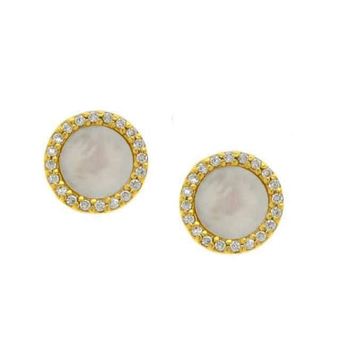 14K Gold Plated Mother of Pearl Stud Earrings