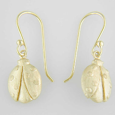 14K Gold over Sterling Silver Ladybug Dangle Earrings