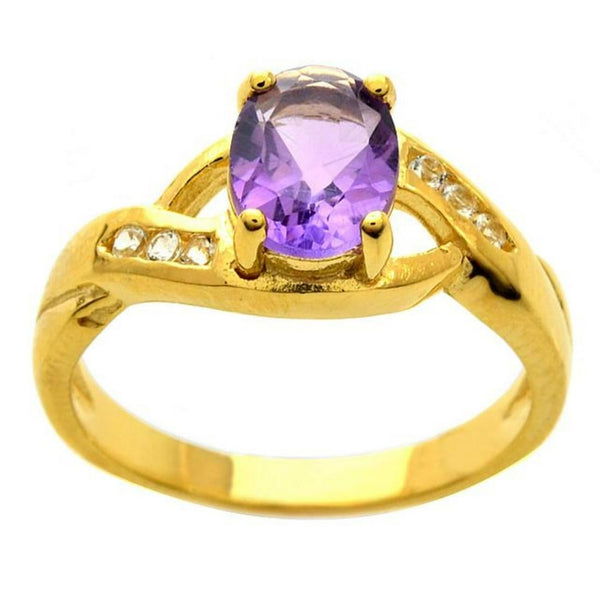 18K Gold Over Sterling Silver Amethyst Ring-Size 7