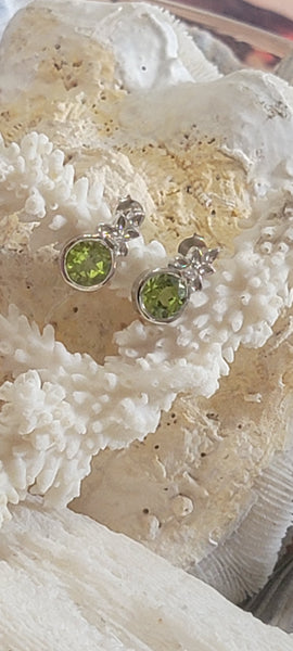 3.04ct Peridot 925 Sterling Silver Bezel Set Earrings