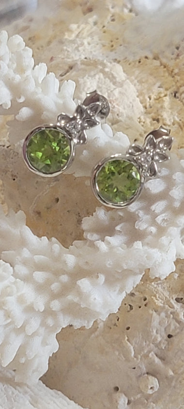 3.04ct Peridot 925 Sterling Silver Bezel Set Earrings