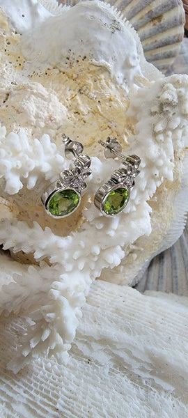 3.04ct Peridot 925 Sterling Silver Bezel Set Earrings