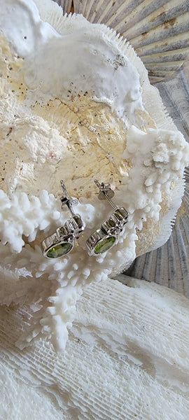 3.04ct Peridot 925 Sterling Silver Bezel Set Earrings