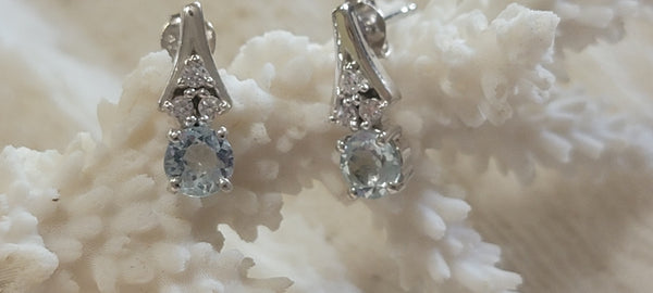 1.36 ct Sky Blue Topaz Sterling Silver Post Earrings