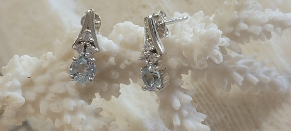 1.36 ct Sky Blue Topaz Sterling Silver Post Earrings