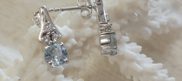 1.36 ct Sky Blue Topaz Sterling Silver Post Earrings