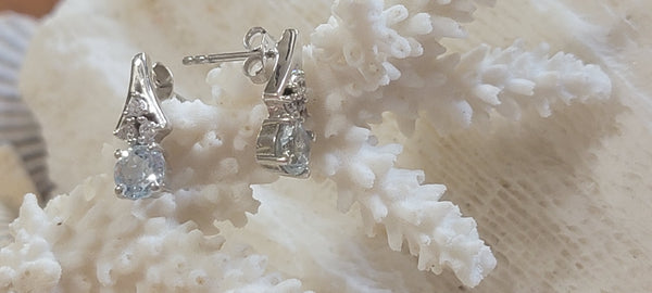 1.36 ct Sky Blue Topaz Sterling Silver Post Earrings