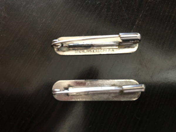 Pair of Raimond Vintage 1950's Sterling Silver Collar Pins