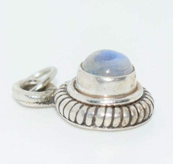 Sterling Silver Blue Circle Moonstone Chain Necklace