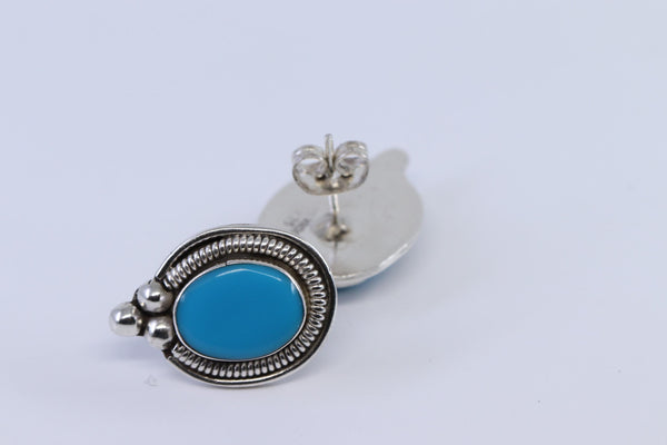 925 Classic Sterling Silver Turquoise Ladies Earrings