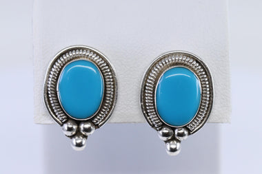 925 Classic Sterling Silver Turquoise Ladies Earrings