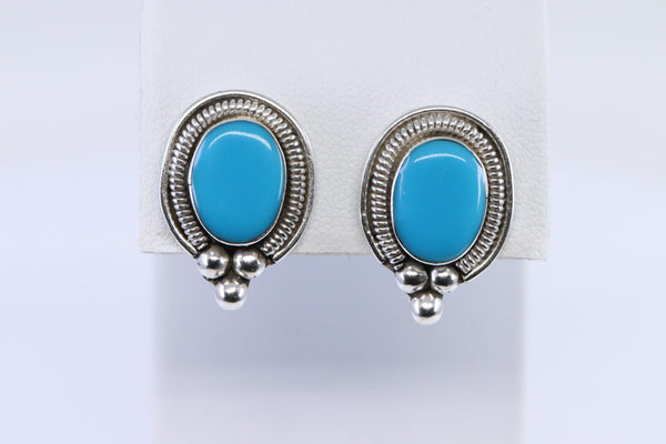 925 Classic Sterling Silver Turquoise Ladies Earrings