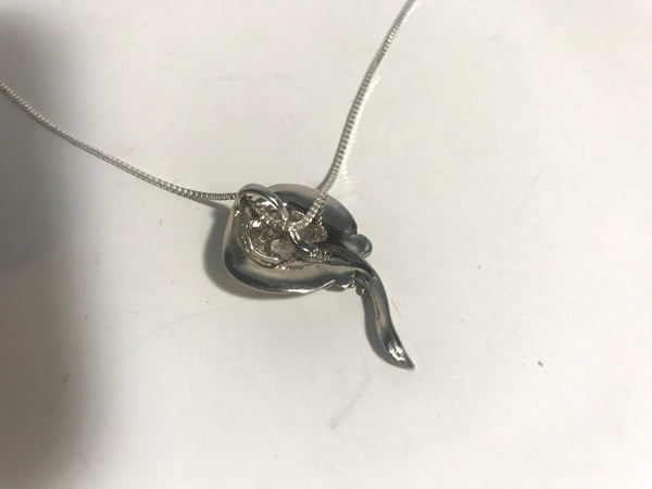 Opulent 925 Sterling Blue Opal Manta Ray Pendant Necklace