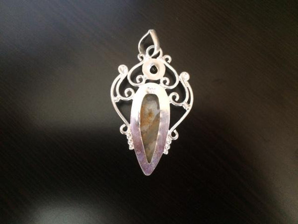 925 Sterling Silver Citrine & Bumble Bee Jasper Pendant