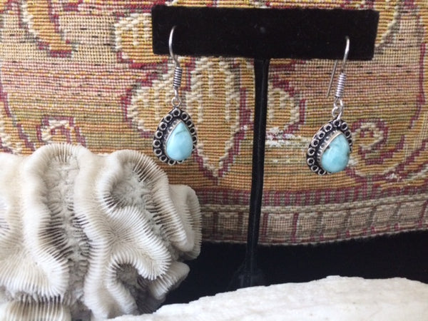 Larimar Handmade 925 Sterling Silver Earrings Caribbean Blue, Various Styles