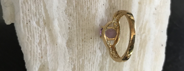 18K Gold Over Sterling Silver Amethyst Ring-Size 7