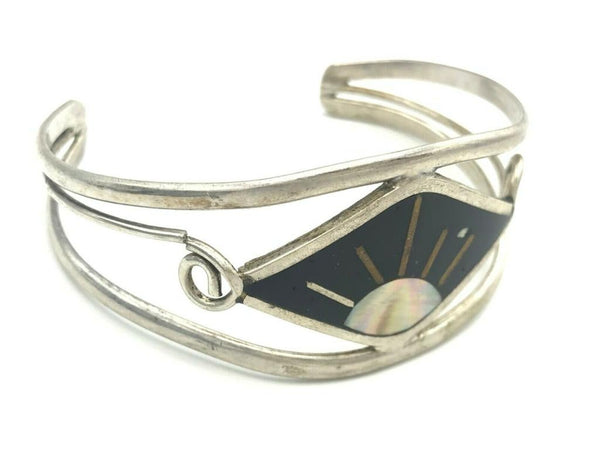 Aztec Alpaca Mexico Abalone Moon Rise Cuff Bangle Bracelet