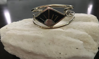 Aztec Alpaca Mexico Abalone Moon Rise Cuff Bangle Bracelet