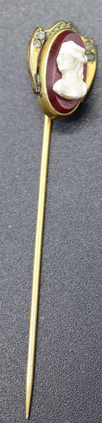 Antique Golden Shield Cameo Stick Pin