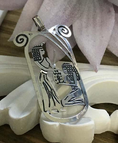 Unusual Sterling Silver Egyptian Cut-out Design Pendant
