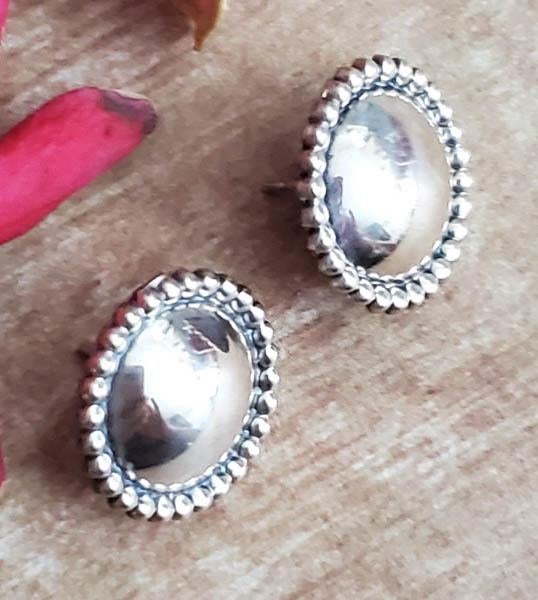 Antique Classic Domed Sterling Silver Earrings