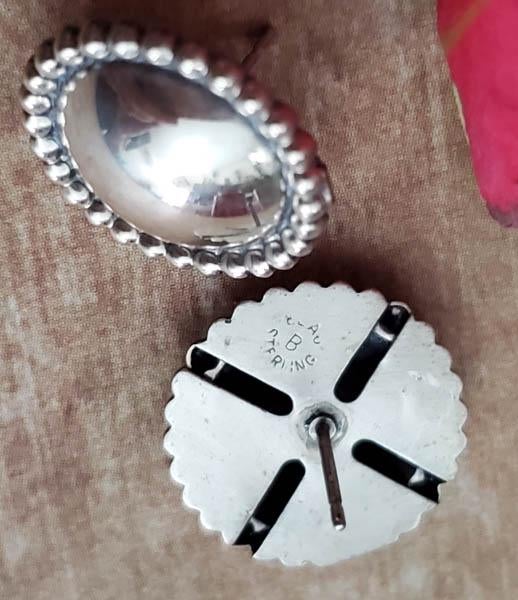 Antique Classic Domed Sterling Silver Earrings