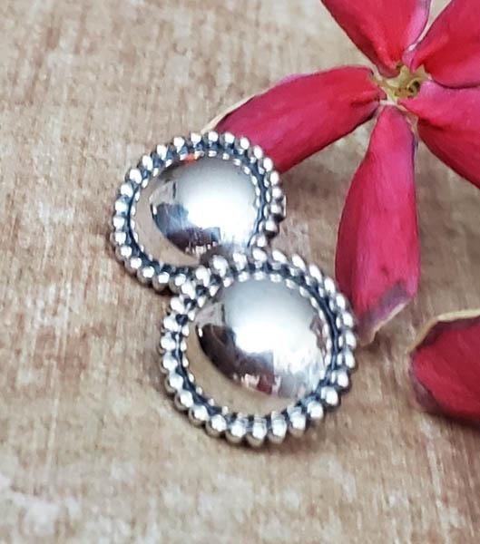 Antique Classic Domed Sterling Silver Earrings