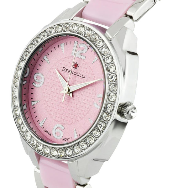 Bernoulli Casual Crystal Bezel Ladies Watch Pink