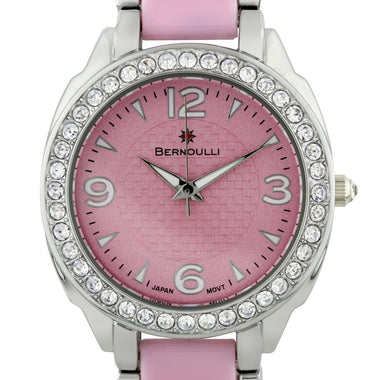 Bernoulli Casual Crystal Bezel Ladies Watch Pink