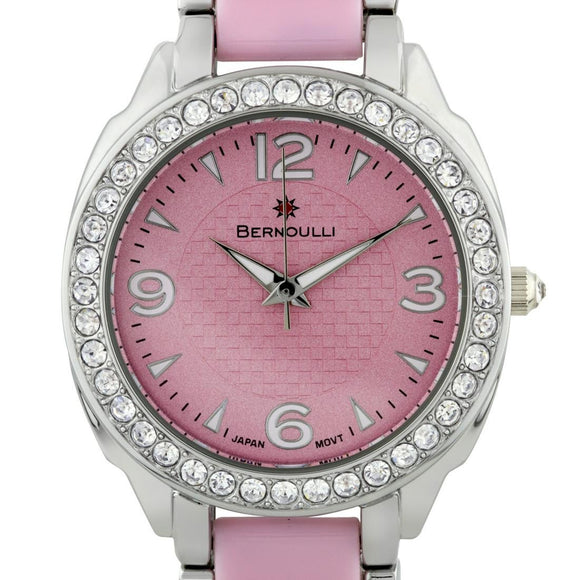 Bernoulli Casual Crystal Bezel Ladies Watch Pink