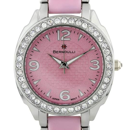 Bernoulli Casual Crystal Bezel Ladies Watch Pink